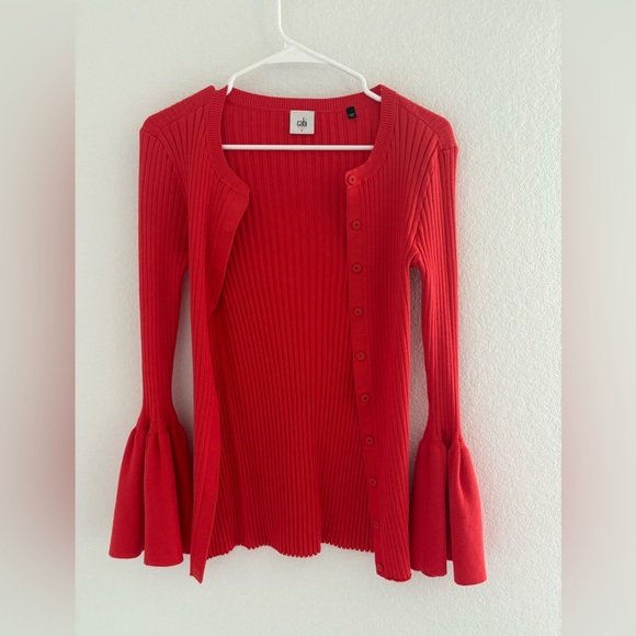 CAbi Red Ribbed Bell Sleeve Sweater - Picture 7 of 13
